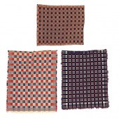 THREE RED, WHITE & BLUE WOVEN COVERLETS