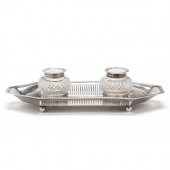 EDWARDIAN SILVER INKSTAND, MARK OF PAIRPOINT