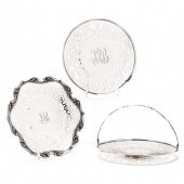 THREE STERLING SILVER CAKE PLATES INCLUDING