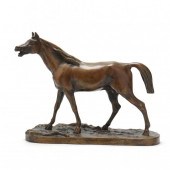 A PATINATED BRONZE MODEL OF A NEIGHING