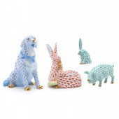 FOUR HEREND PORCELAIN ANIMALS To include