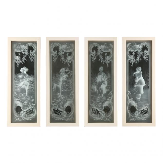 FOUR SHADOWBOX FRAMED ETCHED PANELS 3cc622