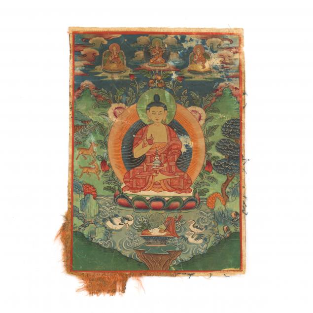 A TIBETAN THANGKA OF MAITREYA BUDDHA