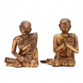 A PAIR OF BURMESE GILT AND LACQUERED
