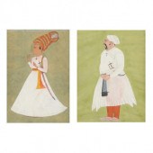 TWO INDIAN MINIATURE PAINTINGS Opaque