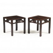A PAIR OF CHINESE HARDWOOD SIDE TABLES