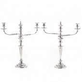 PAIR OF SHEFFIELD SILVER-PLATED CANDELABRA