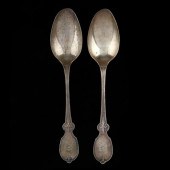 PAIR OF COIN SILVER SPOONS, RETAILED