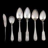 GROUP OF AMERICAN COIN SILVER FLATWARE,