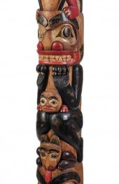 A LATE 20TH C. CARVED AND PAINTED 71-INCH