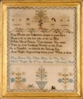 AN 1815 CROSS STITCH SAMPLER WITH ADAM
