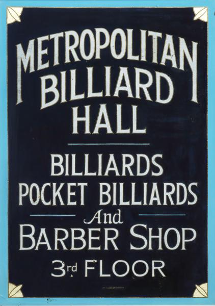 A REVERSE PAINTED BILLIARDS HALL 3cc924