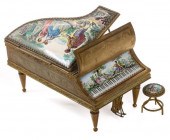 A VIENNESE ENAMEL MUSIC BOX PIANO WITH
