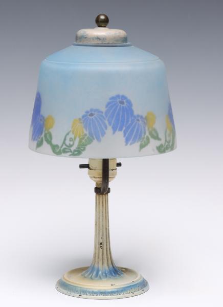 A 1930S REVERSE PAINTED LAMP MANNER 3cca0f