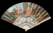 A 19TH CENTURY FAN WITH HAND PAINTED