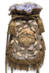 A VICTORIAN BAG WITH BEADED GRAPE CLUSTERS