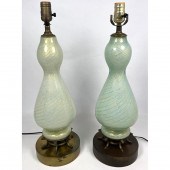 Pair Murano Art Glass Table Lamps. Seguso
