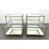Pair Metal and glass step end tables.
