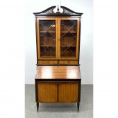 Two Part China Bookcase over Drop Front