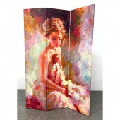 3part Folding Room Divider Screen. Decorated