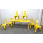 7pc Industrial style Dining Set. Yellow