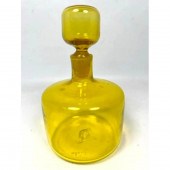 Blenko Yellow Glass Stoppered Bottle.