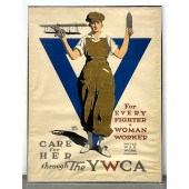 Original WWI YMCA Woman Worker Poster.