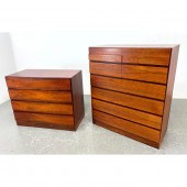 2 pcs VATNE MOBLER Rosewood Dressers.