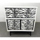 Zebra Pattern Painted Tall Chest Dresser.