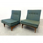 2pc American Modern Walnut Lounge Chairs.