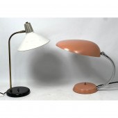 2pc Modernist Enameled Shade Lamps.