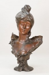 JULES JOUANT SPELTER BUST OF A WOMANJules