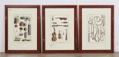 3 INSTRUMENT ENGRAVINGS LUTHERIE AFTER