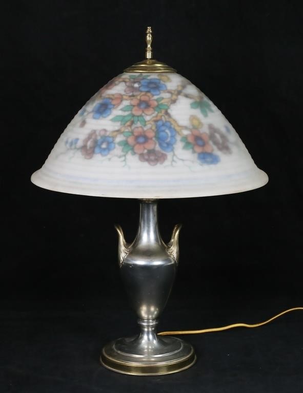 PAIRPOINT LAMP WITH REVERSE PAINTED