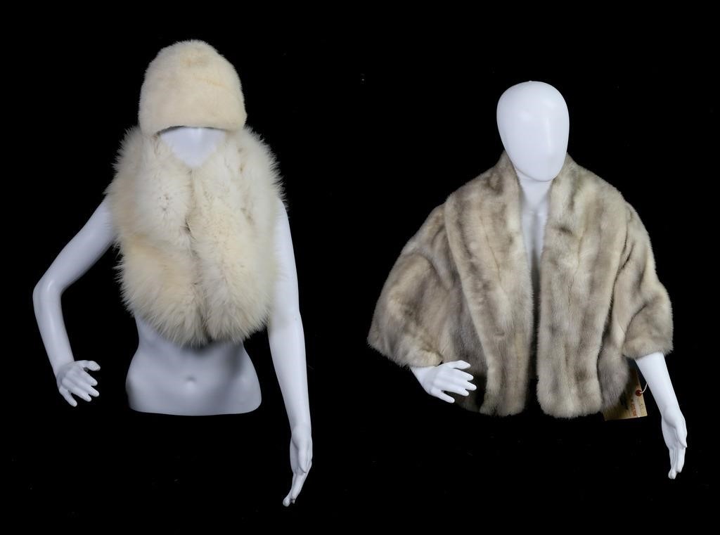 WHITE MINK STOLE FUR COLLAR AND 3cf7a7