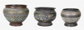 3 CHINESE BRONZE & CHAMPLEVE PLANTERS3