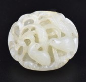CHINESE WHITE JADE CARVED PLAQUE W/