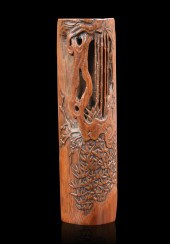 CHINESE BAMBOO CARVED WRIST REST, 18/19TH