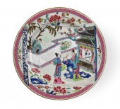 CHINESE FAMILLE ROSE PLATE W/ FIGURE,18TH