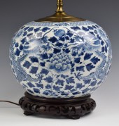 CHINESE BLUE & WHITE JAR W/ DRAGON,MAL