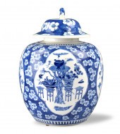 CHINESE BLUE AND WHITE PRUNUS JAR &