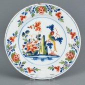 ENGLISH DELFT PARROT ON A BRANCH PLATELambeth