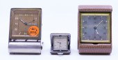 3pc Deco Folding Travel Clocks - LeCoultre,