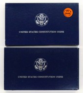 2pc US 1987 Constitution Silver Dollars