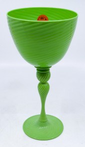 Pilchuck Glass Green Hand Blown Goblet