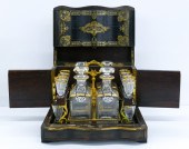Antique French Boulle Tantalus Set 10x14