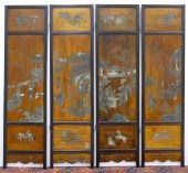 4 Panels of a Chinese Coromandel Decorated