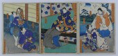Old Japanese Woodblock Triptych 9.5
