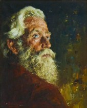 Vintage Man with Beard Oil on Canvas