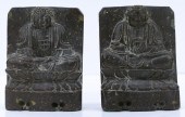 Pair Old Chinese Soapstone Seated Buddha
